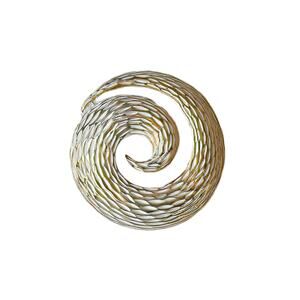 1960s BSK Diamond Cut Gold Plated White EnamelCurved Swirl Curlicue Pin Brooch